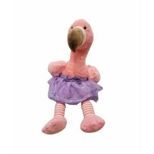 Pink Flamingo Ballerina Purple Tutu Plush Stuffed Animal HugFun Striped Legs 24"